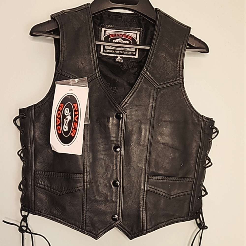 Women's Leather Motorcycle Vest Small